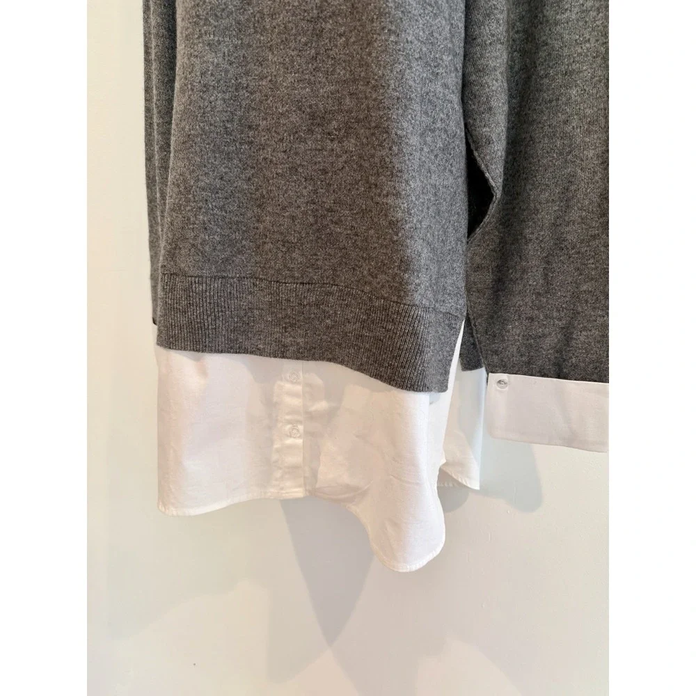 Zara Turtleneck Sweater & Layered Poplin Shirt NWT Sz L Gray Wool Blend Relaxed - Picture 6 of 10